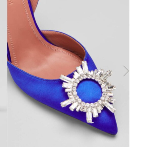 NWOB Taupe-Satin Slingback Pumps in Style of Amina Muaddi Begum Pumps - Picture 3 of 10